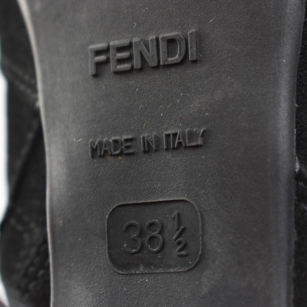 FENDI: Black, Suede & Logo, Tall Platform Boots - Picture 10 of 10